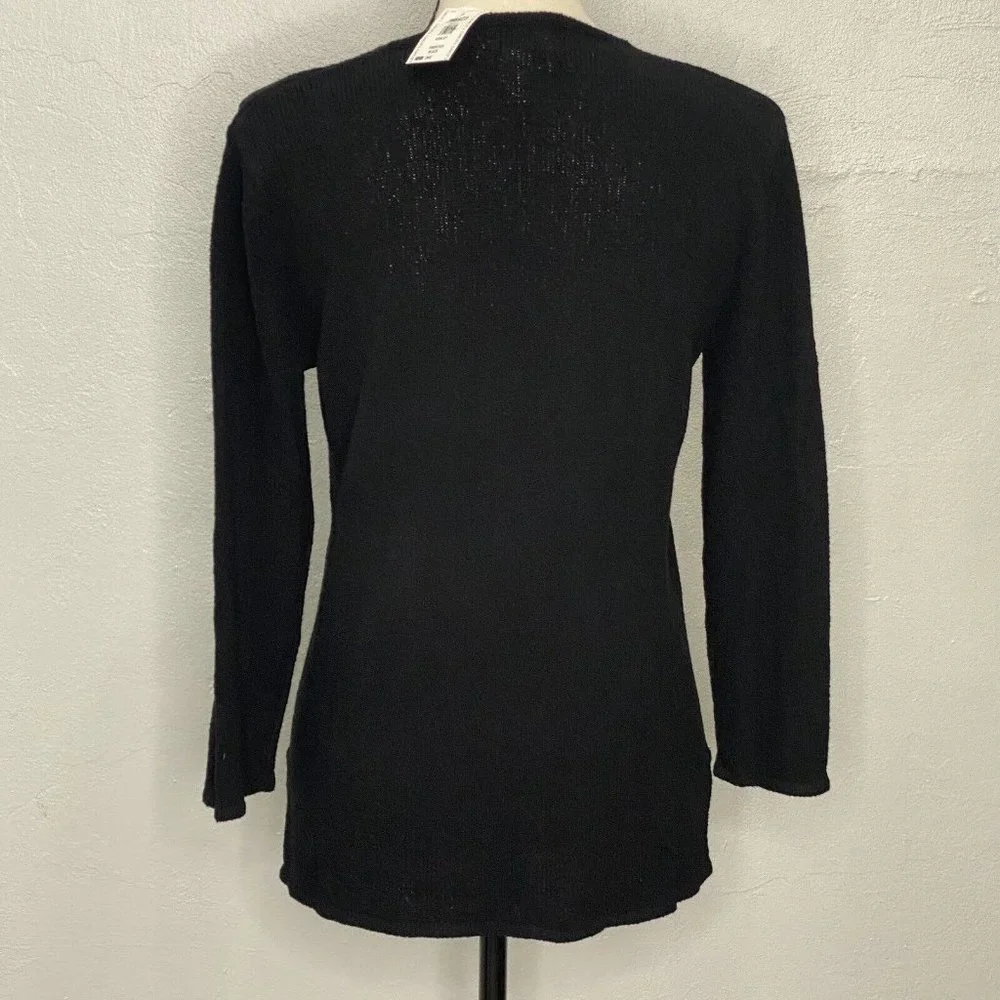 Chico's Design Women’s Sz 1 (S) Black V-Neck Ashley Pullover Knit Sweater NWT - Picture 6 of 10